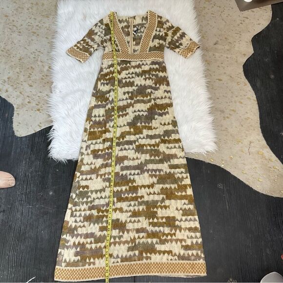 Rare Jean Varon vintage 1970’s ombre geometric wool knit boho maxi dress S - Picture 11 of 16